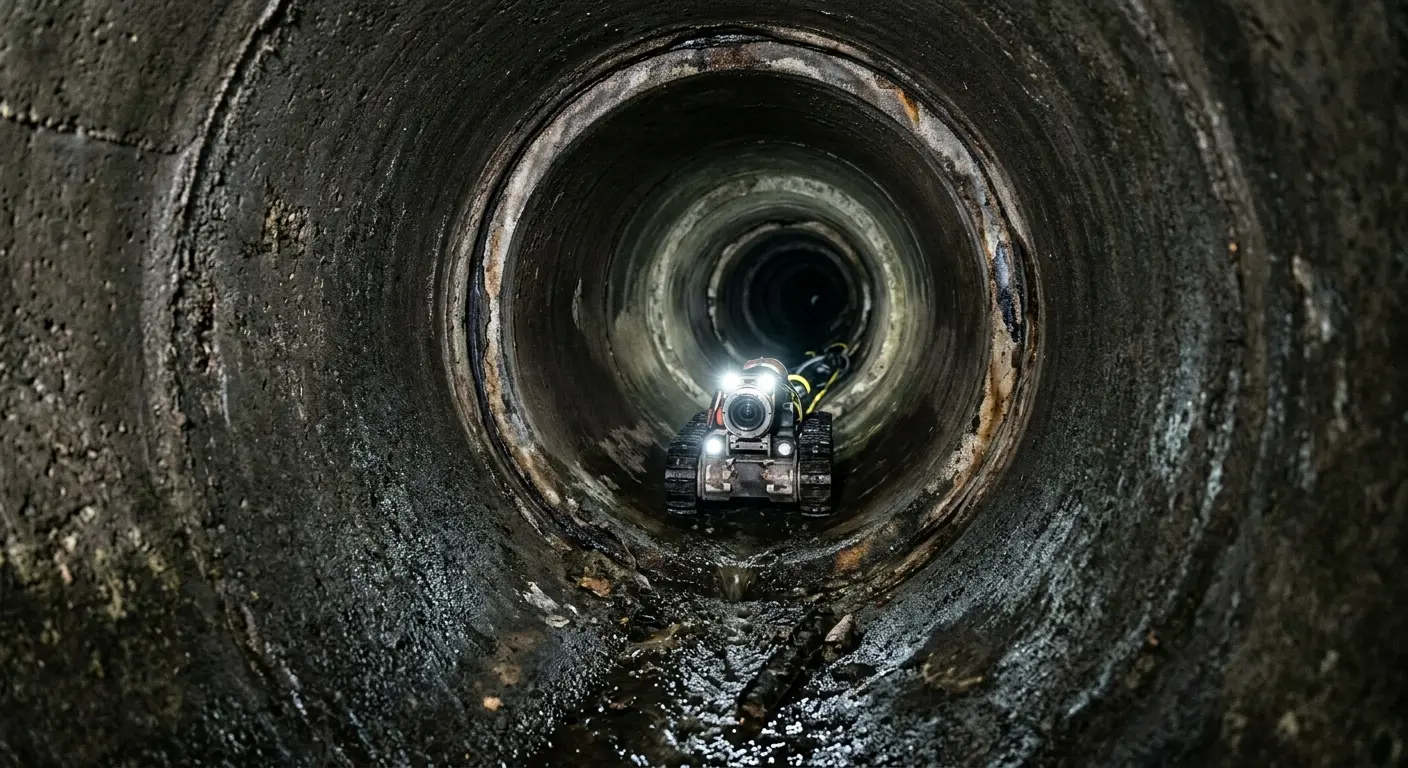 Robotic sewer camera inspecting pipe interior for Drain Snake Service in Pulaski